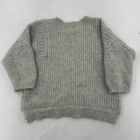 J.Crew Womens Grey Alpaca Blend Cable Knit Ribbed Crewneck Sweater Small Cropped - Picture 2 of 7